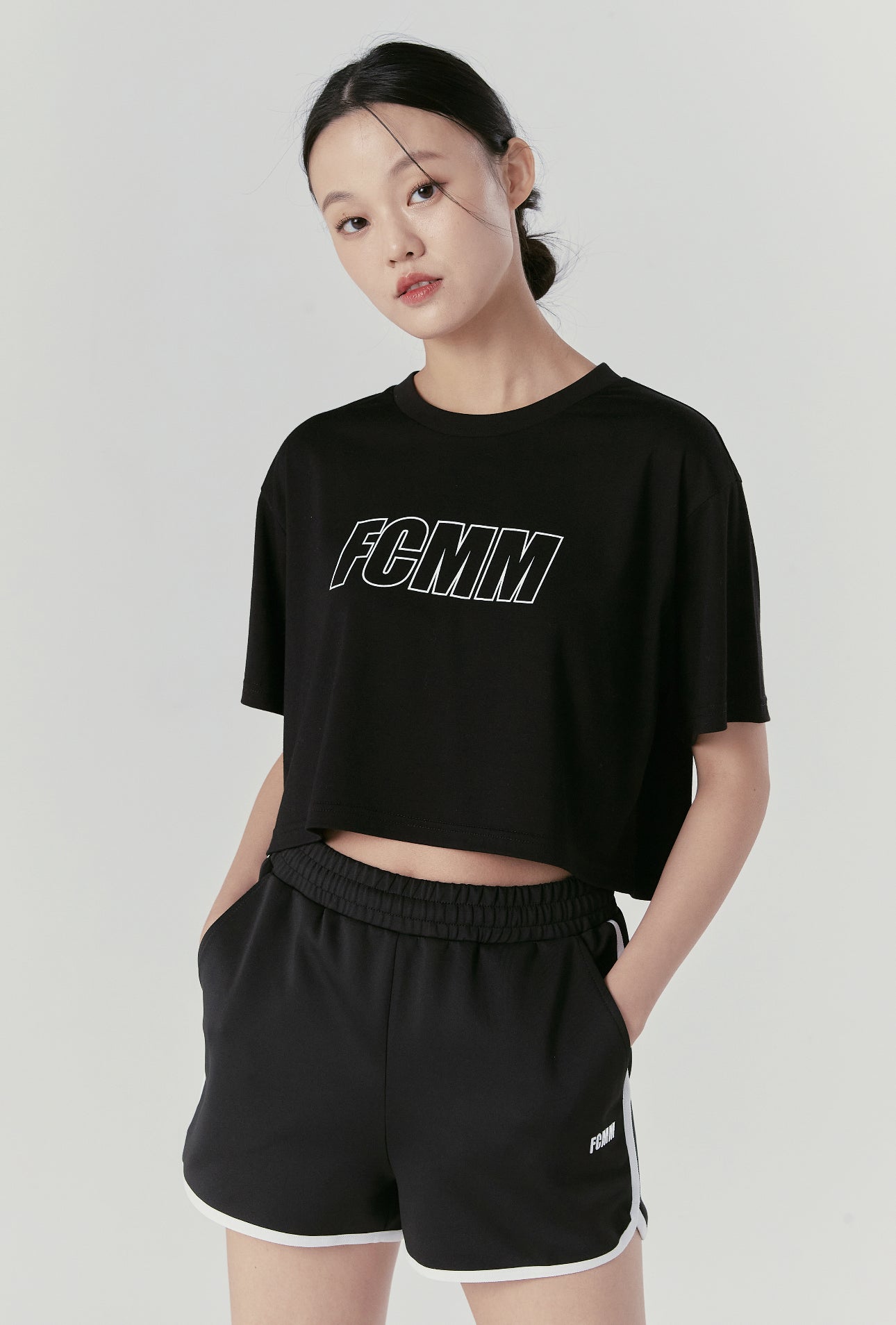 FCMM Cropped Logo T-shirt in Black