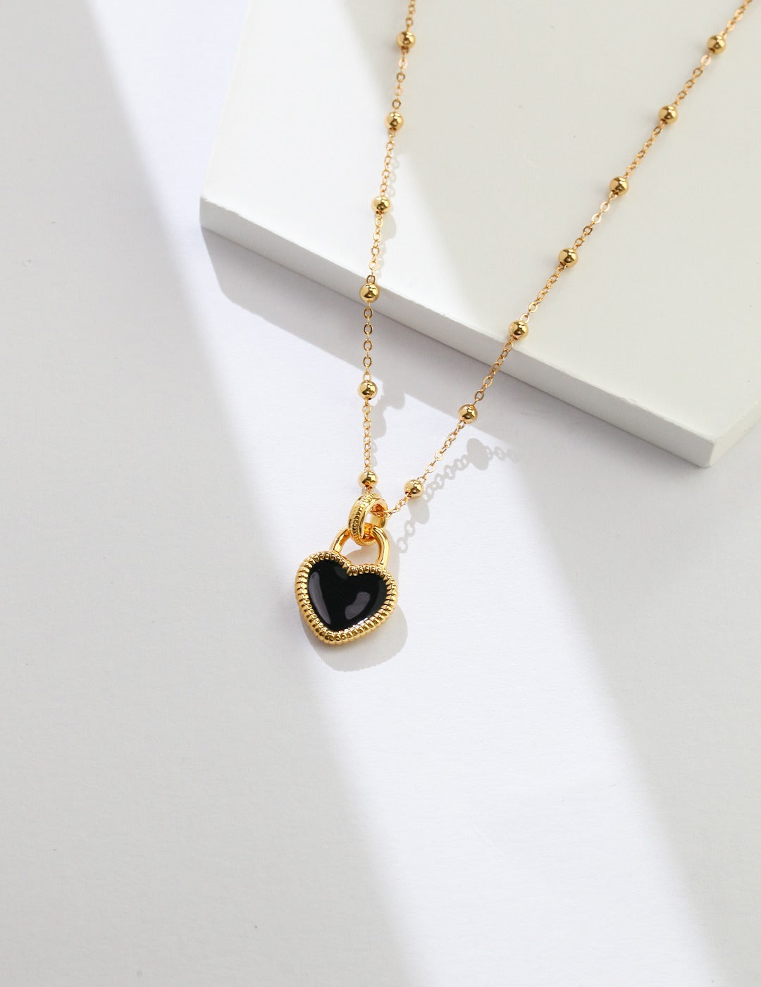 Black Enamel Heart Pendant