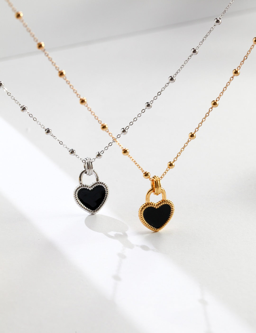 Black Enamel Heart Pendant