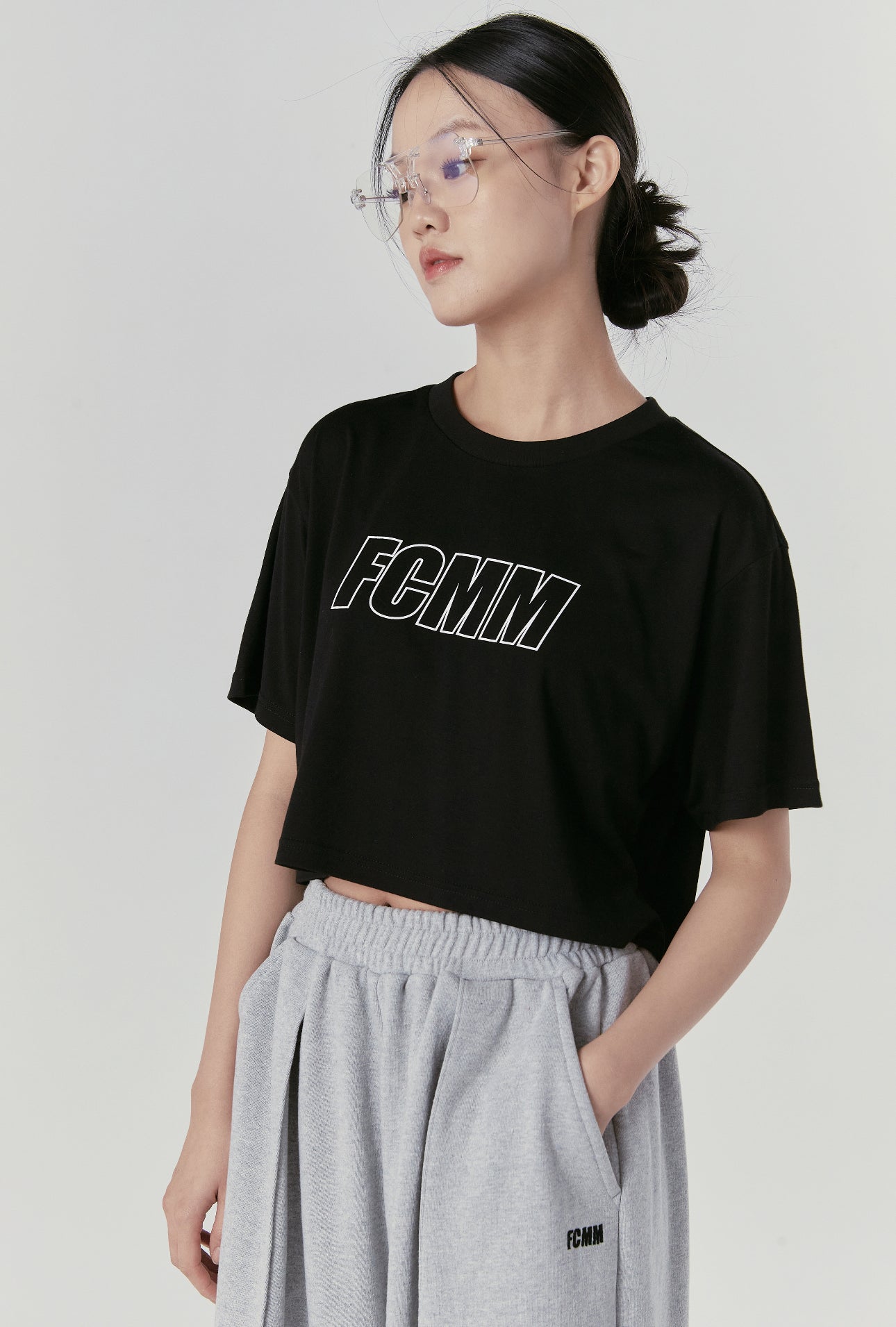 FCMM Cropped Logo T-shirt in Black